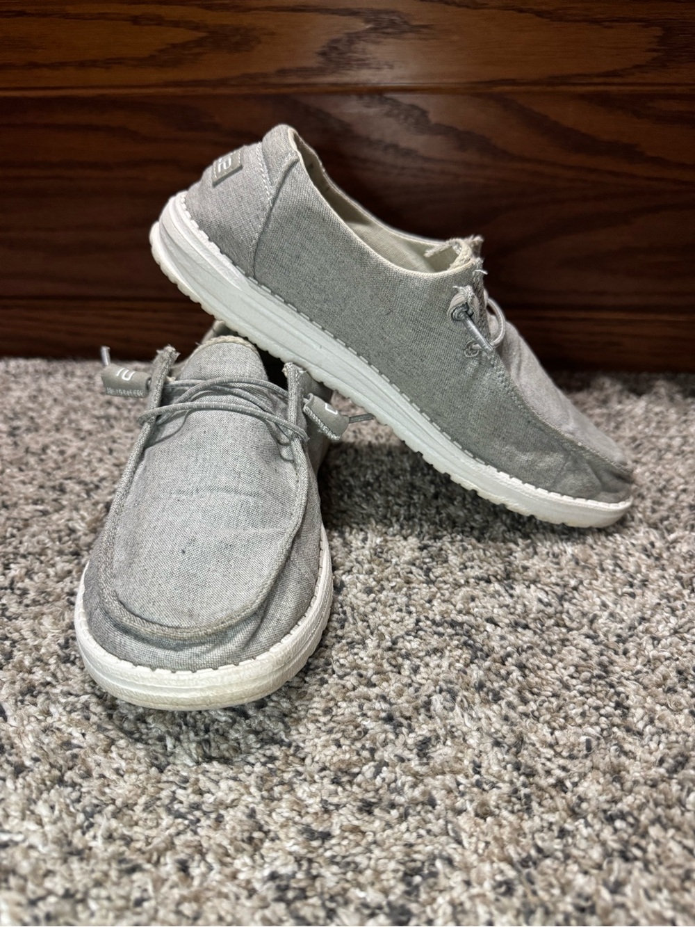 Hey Dude Light Gray Canvas Slip-On Loafers